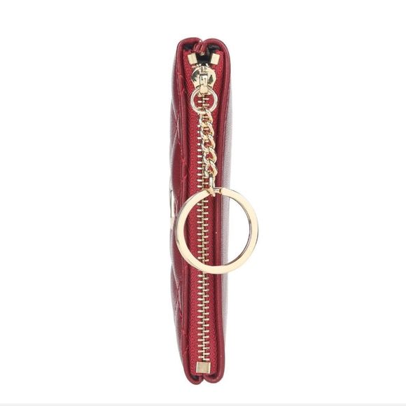 Women's Vegan Leather Zip Change Coin Purse Card Wallet with Keychain Ring Gifts - Picture 7 of 8